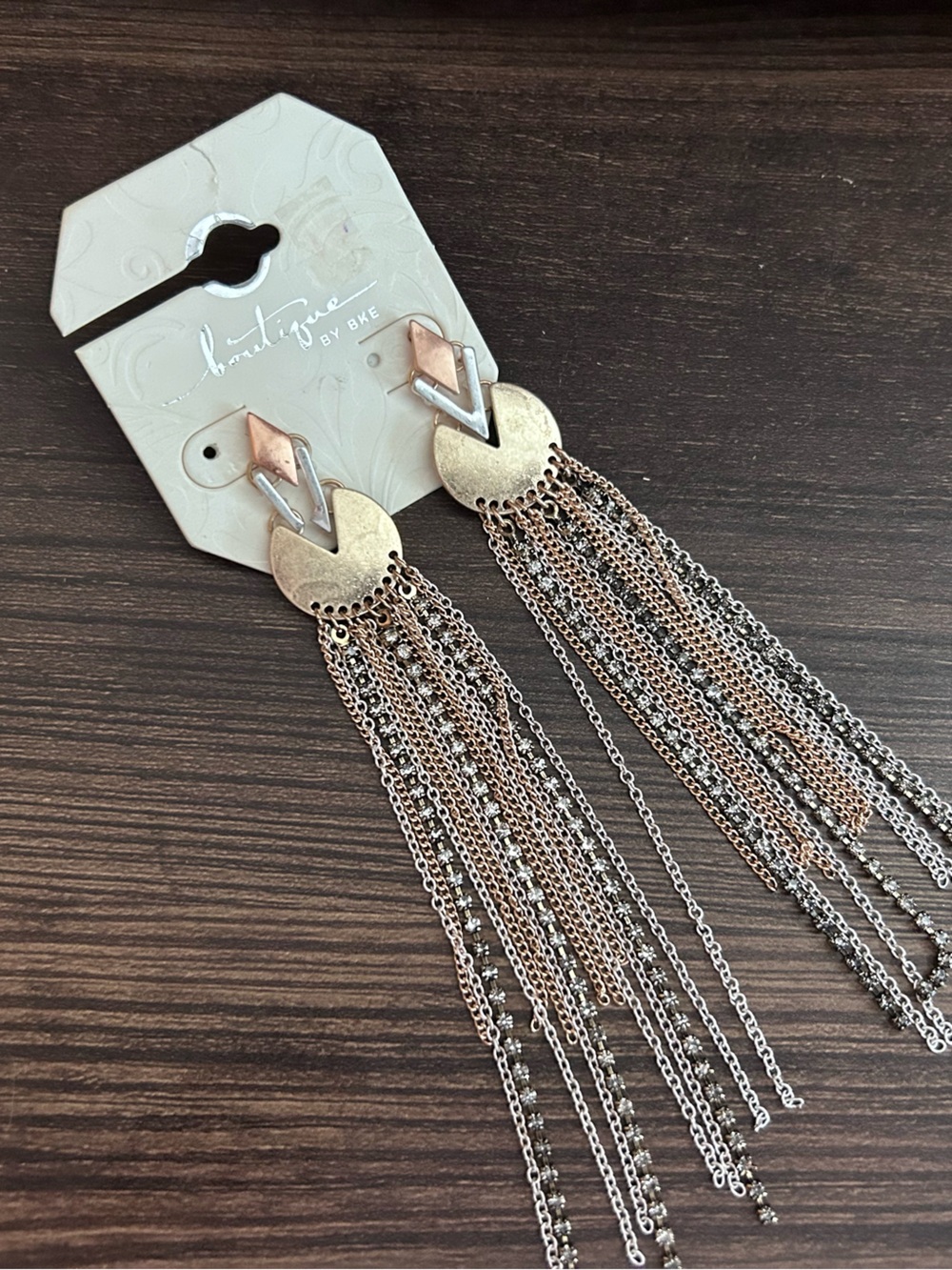 NWT BKE Linden Gold-Tone Multi-Chain Fringe Drop Earrings